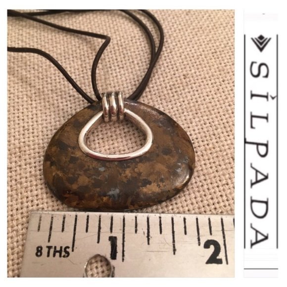 Silpada Bronzite Stone Brown Leather Cord Necklace - Picture 5 of 5